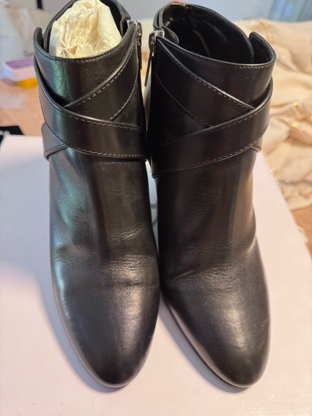 Dior Black Leather Wedge Ankle Boots with Silver Buckle - Picture 2 of 12